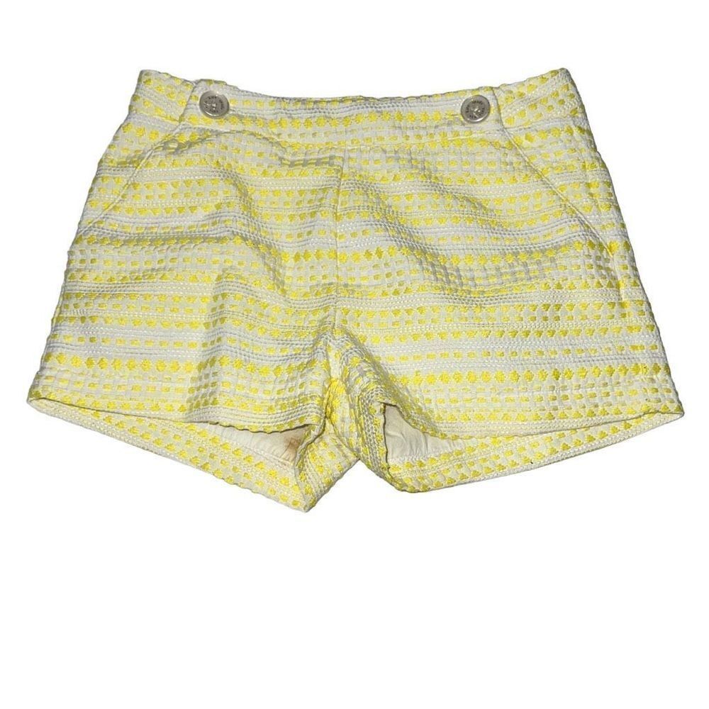 Kate Spade Girls Skirt the Rules Yellow Textured Front Flap Shorts sz 12